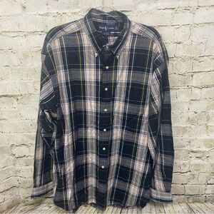 Ralph Lauren Blue Green Plaid Cotton Big Shirt Button Down